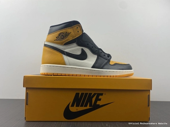 Official Maikesneakers High OG Yellow 1 Air Jordan Toe 555088-711 0810